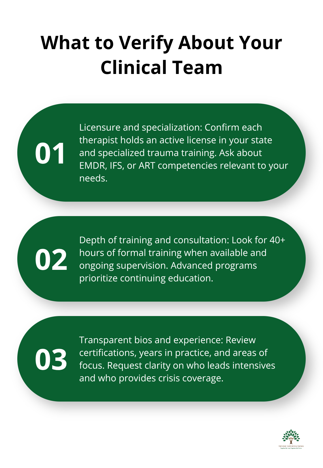 Three essential checks for trauma retreat clinical team qualifications